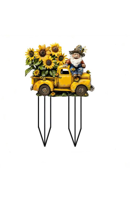 Bee Outdoor Decor Metal Garden Stakes Summer Sunflowers Yard Signs Farmhouse Floral Waterproof Lawn Sign Outdoor Decorations Multicolor