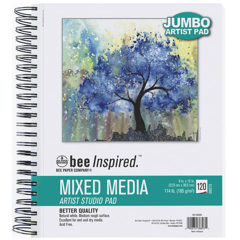 Bee Paper - 9 x 12 Mixed Media Artist Sketchbook, Spiral Bound, 120  Sheets, 114 lb. 185 GSM Paper 