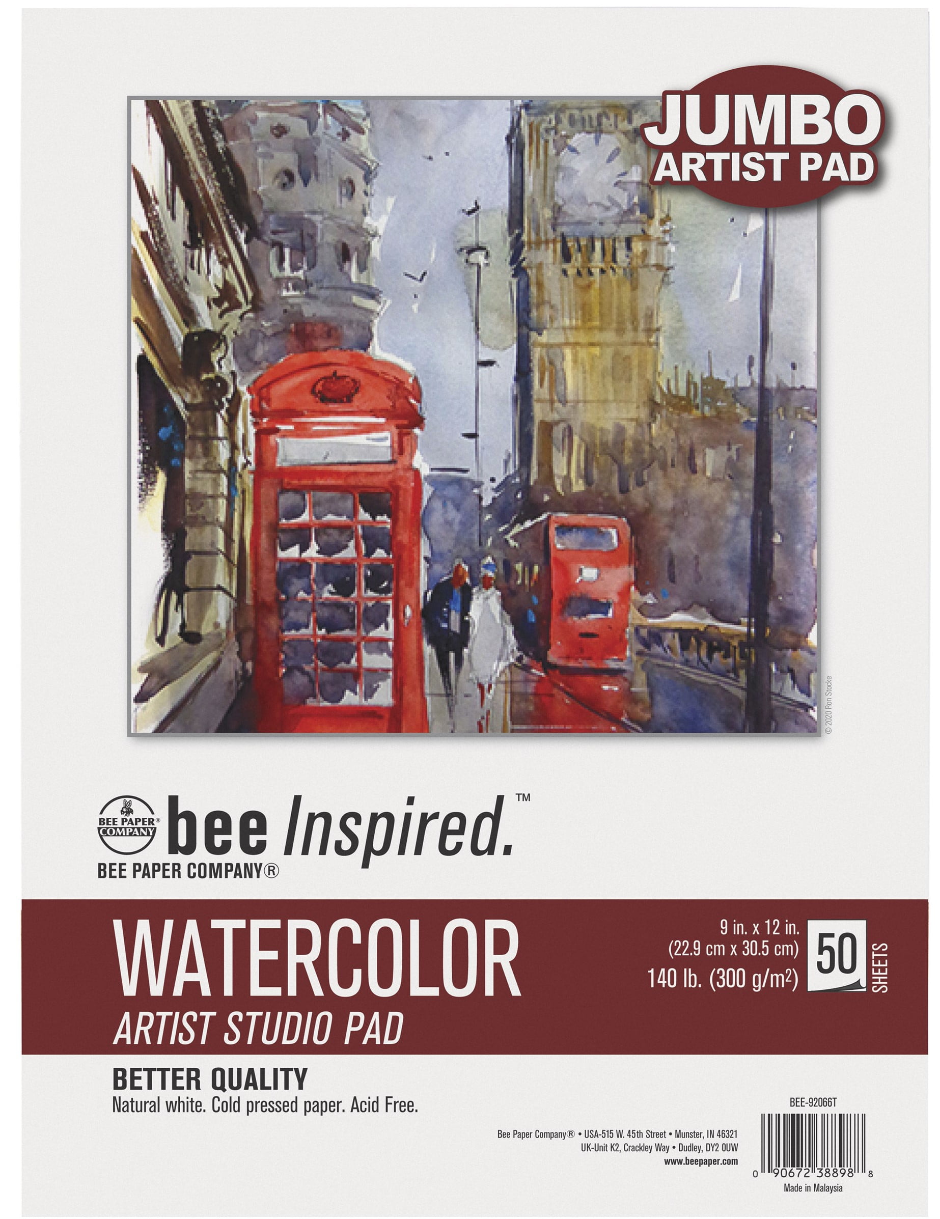 Bee Paper - 9 x 12 Watercolor Paper Artist Pad, 50 Sheets, 140 lb. 300  GSM Paper