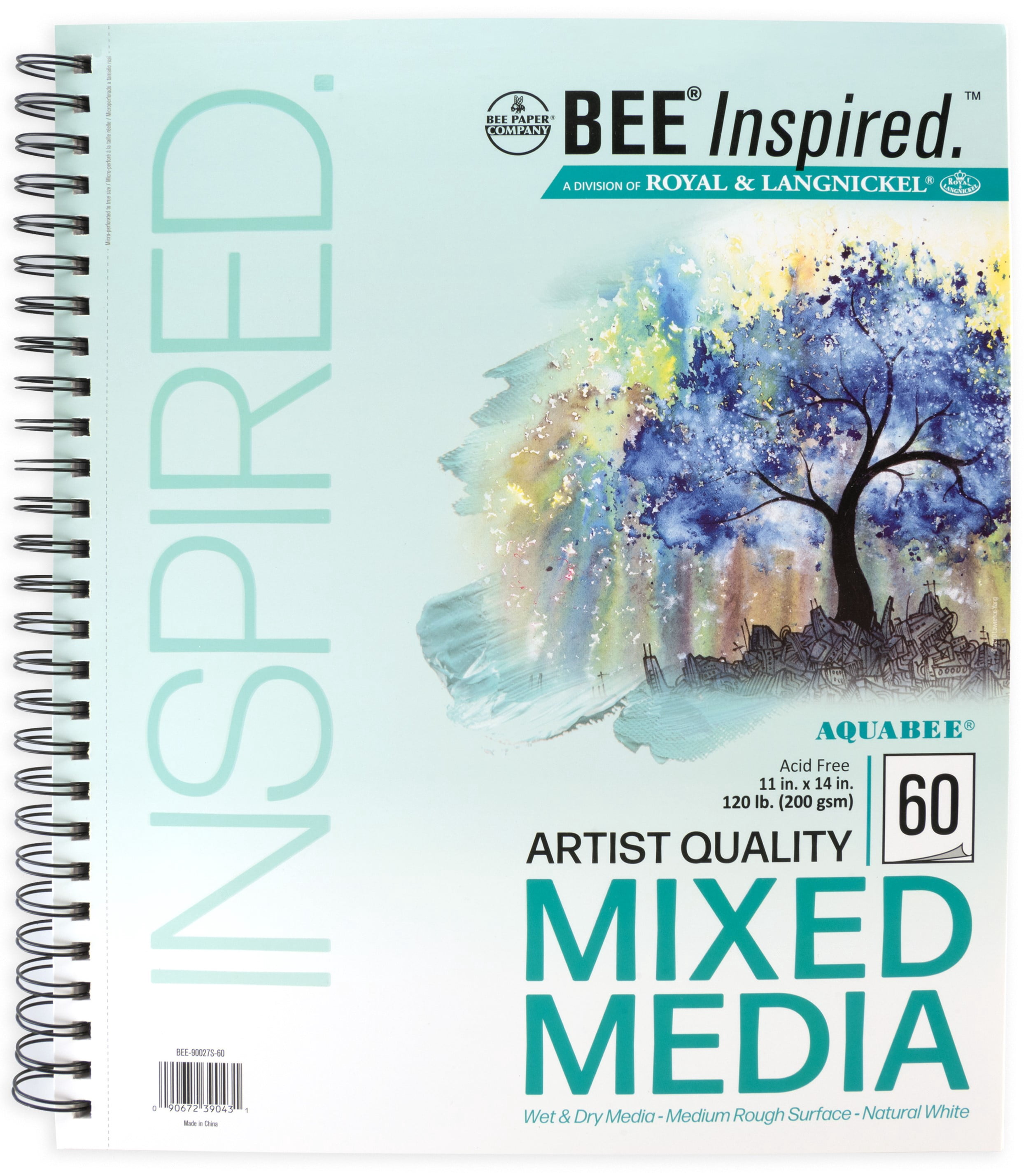 Bee Paper - Bee Inspired 11"x14" Mixed Media Paper Pad, 60 Sheets, Side Wire, 120lb. 200GSM