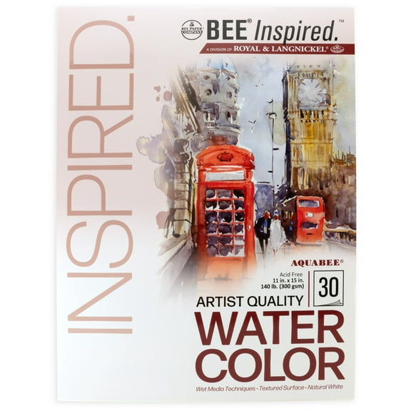 Bee Paper - Bee Inspired 11"x15" Watercolor Paper Pad, 30 Sheets, Top Tape, 140lb. 300GSM