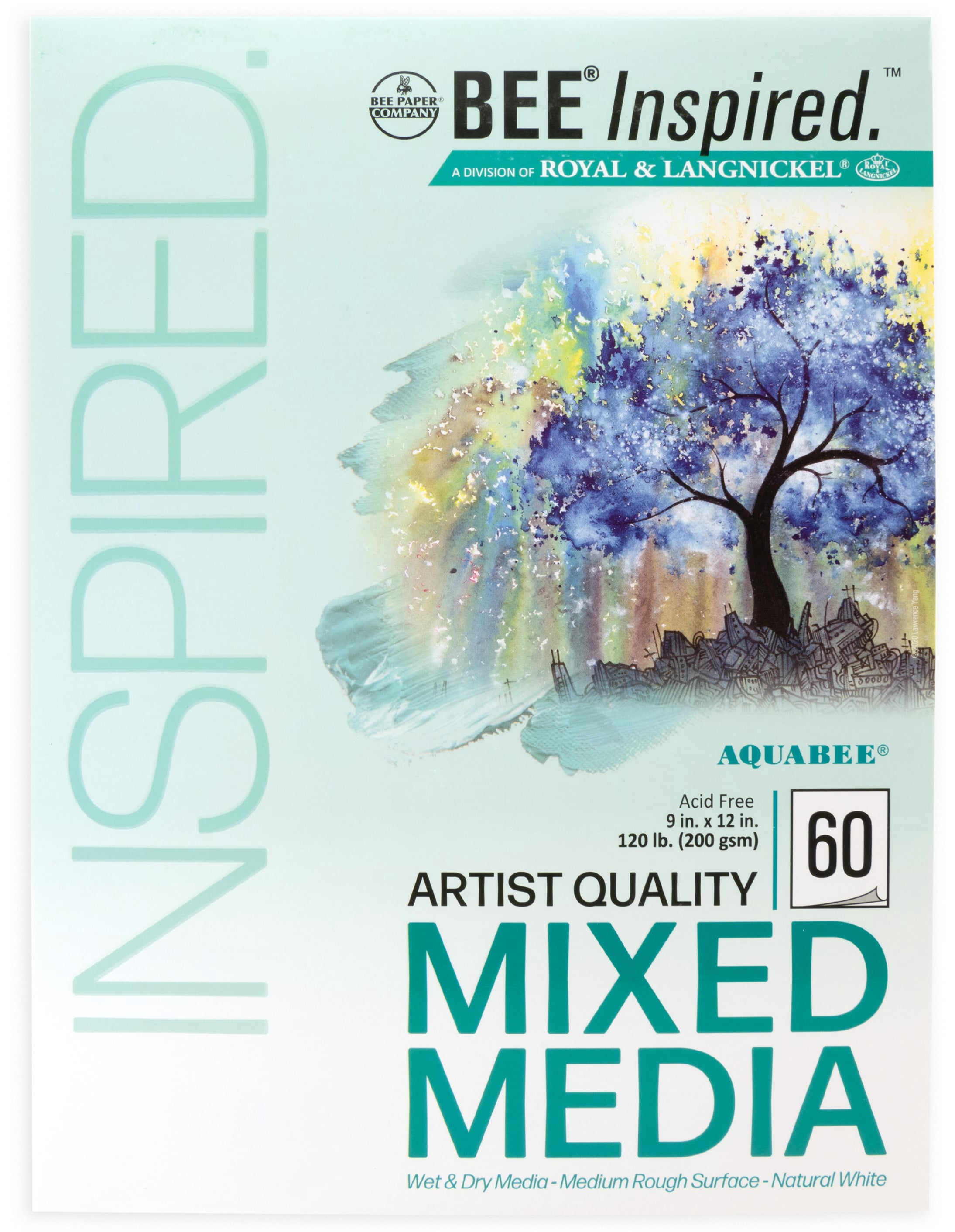 Bee Paper - Bee Inspired 9"x12" Mixed Media Paper Pad, 60 Sheets,  Top Tape, 120lb. 200GSM