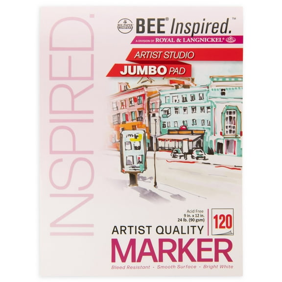 Bee Paper - Bee Inspired 9"x12" Studio Marker Paper Pad, 120 Sheets, Top Tape, 24lb. 90GSM