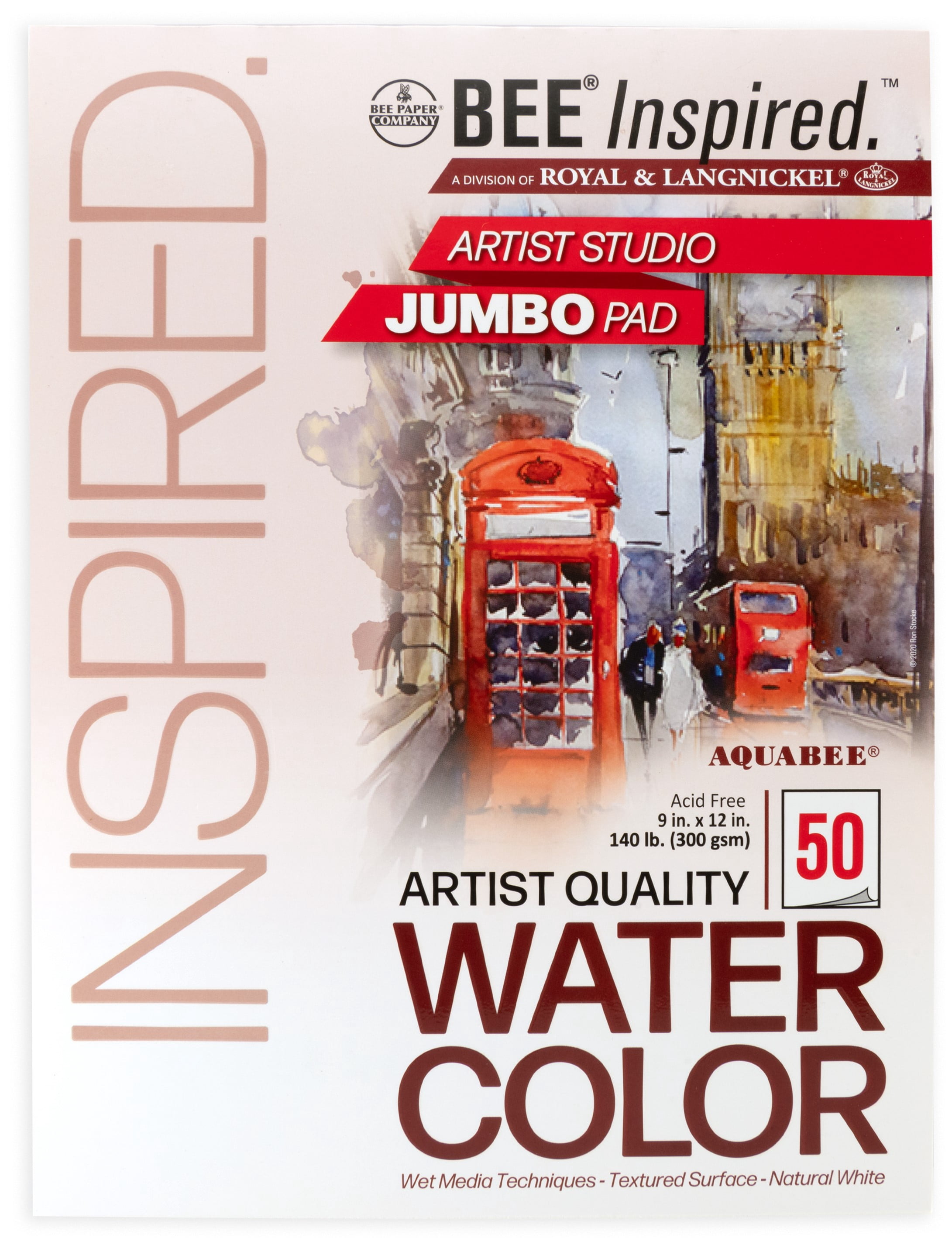 Bee Paper - Bee Inspired 9"x12" Studio Watercolor Paper Pad, 50 Sheets, Top Tape, 140lb. 300GSM