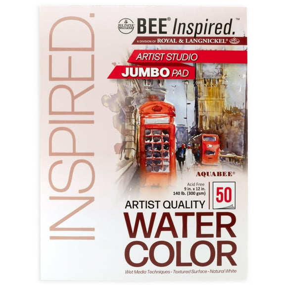 Bee Paper - Bee Inspired 9"x12" Studio Watercolor Paper Pad, 50 Sheets, Top Tape, 140lb. 300GSM
