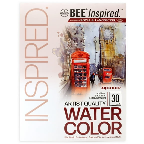 Bee Paper - Bee Inspired 9"x12" Watercolor Paper Pad, 30 Sheets, Top Tape, 140lb. 300GSM
