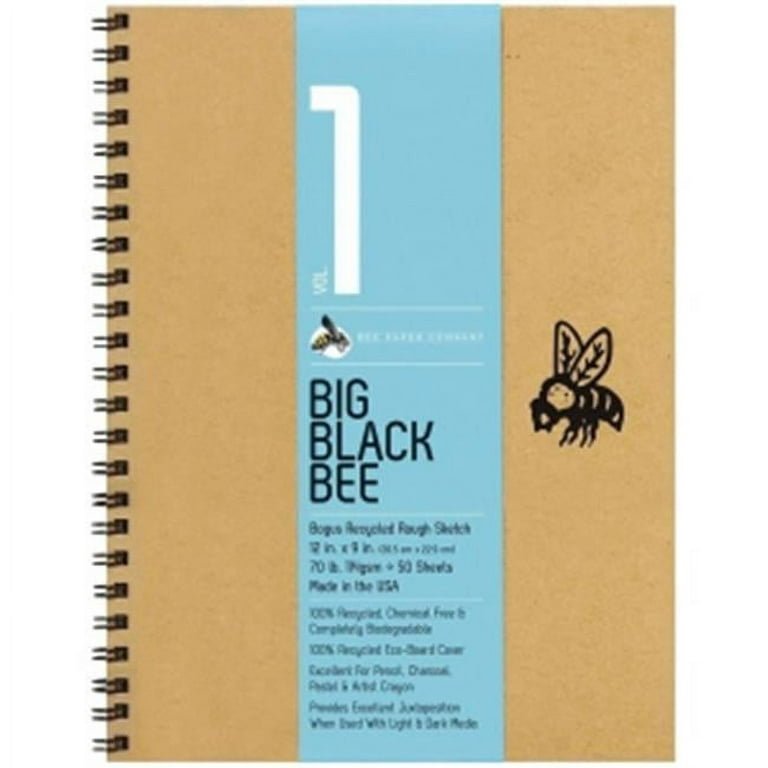 Bee Paper Big Black Bee Bogus Recycled Rough Sketch Paper Pad 12 inch x 9 inch