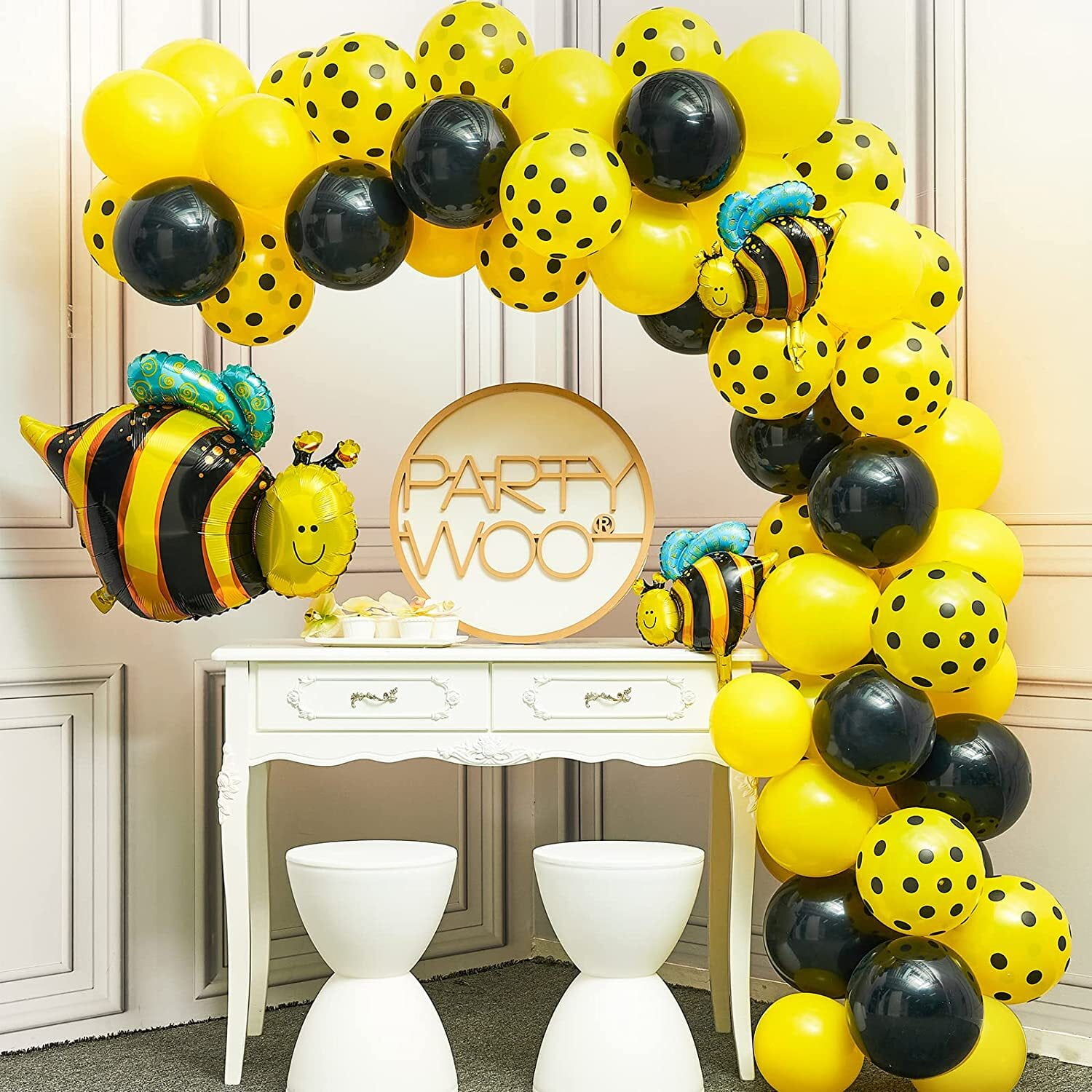 Cheereveal Bee 1st Birthday Decorations, Yellow and Black Honeybee Balloon  Garland Arch Kit 1st Bee Day Party Decor with Happy 1st Bee Day Banner for