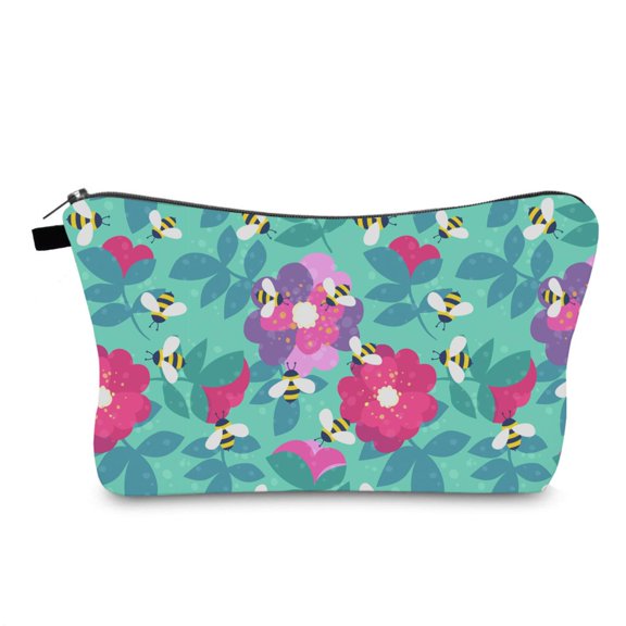 Bee Pattern Makeup Bag, Women's Wallet, Travel Grooming and Storage Handbag,polyester Portable Personalized Card Bag Key Bag/8.6 * 5.3in