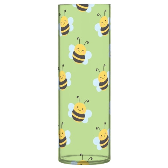 Bee Pattern Vase Flower Vase Clear Unbreakable Plastic Tall Decorative 11.8in