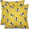 thumbnail image 1 of Bee Pillow Covers 18x18 Set of 2 Bright Yellow Honey Bee Kind Honeycomb Summer Outdoor Decorative Throw Pillows Farmhouse Pillowcases Linen Cushion Case Decor for Home Sofa Couch Bed, 1 of 6