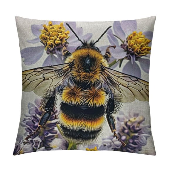 Bee Pillowcases Animal Insect Bug Bee with Wings Yellow Flower Throw Pillow Cover Case Decorative Cushion for Couch Bed