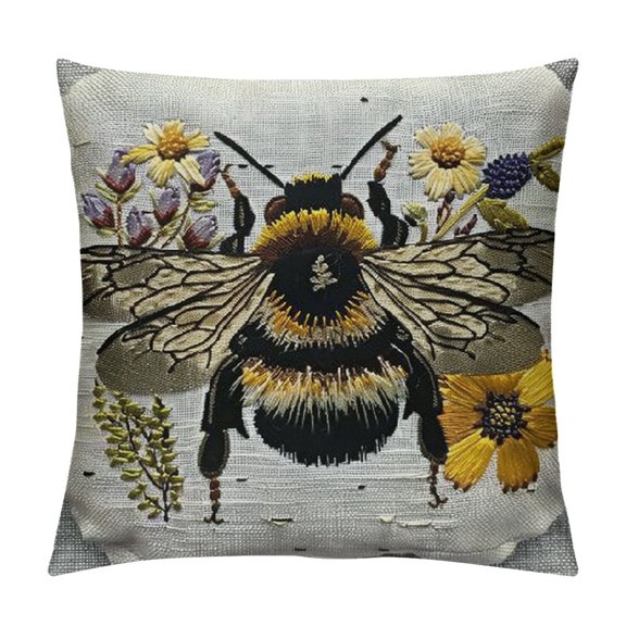 Bee Pillowcases Inch Animal Insect Bug Bee with Wings Yellow Flower Throw Pillow Cover Case Decorative Cushion for Couch Bed
