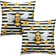 thumbnail image 1 of Bee Pillows Covers Sunflowers Spring Pillow Covers 16x16 Black White Flower Decorative Pillows Covers Green Leaf Bee Themed Decor for Indoors Couch Living Room in 2 Pcs, 1 of 6