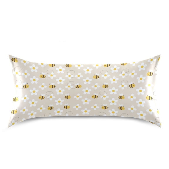 Bee Pink Pillow Case Standard Size Silky Satin Pillow Cover for Bedroom 20x26 Inch