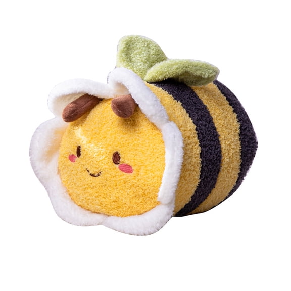Bee Plush Toy Fluffy Soft Cartoon Doll Sleeping Accompany Back Cushion Stuffed Animal Doll Plush Pillow Ornament Birthday Gift