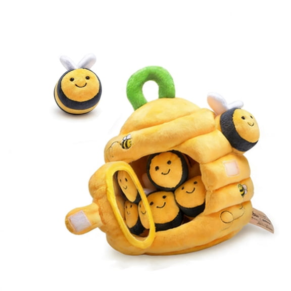 Bee Plush Toy Pull String House Box Sensory Play Stuffed Animal Cute Insect Doll Gift for Fun Interactive Playtime