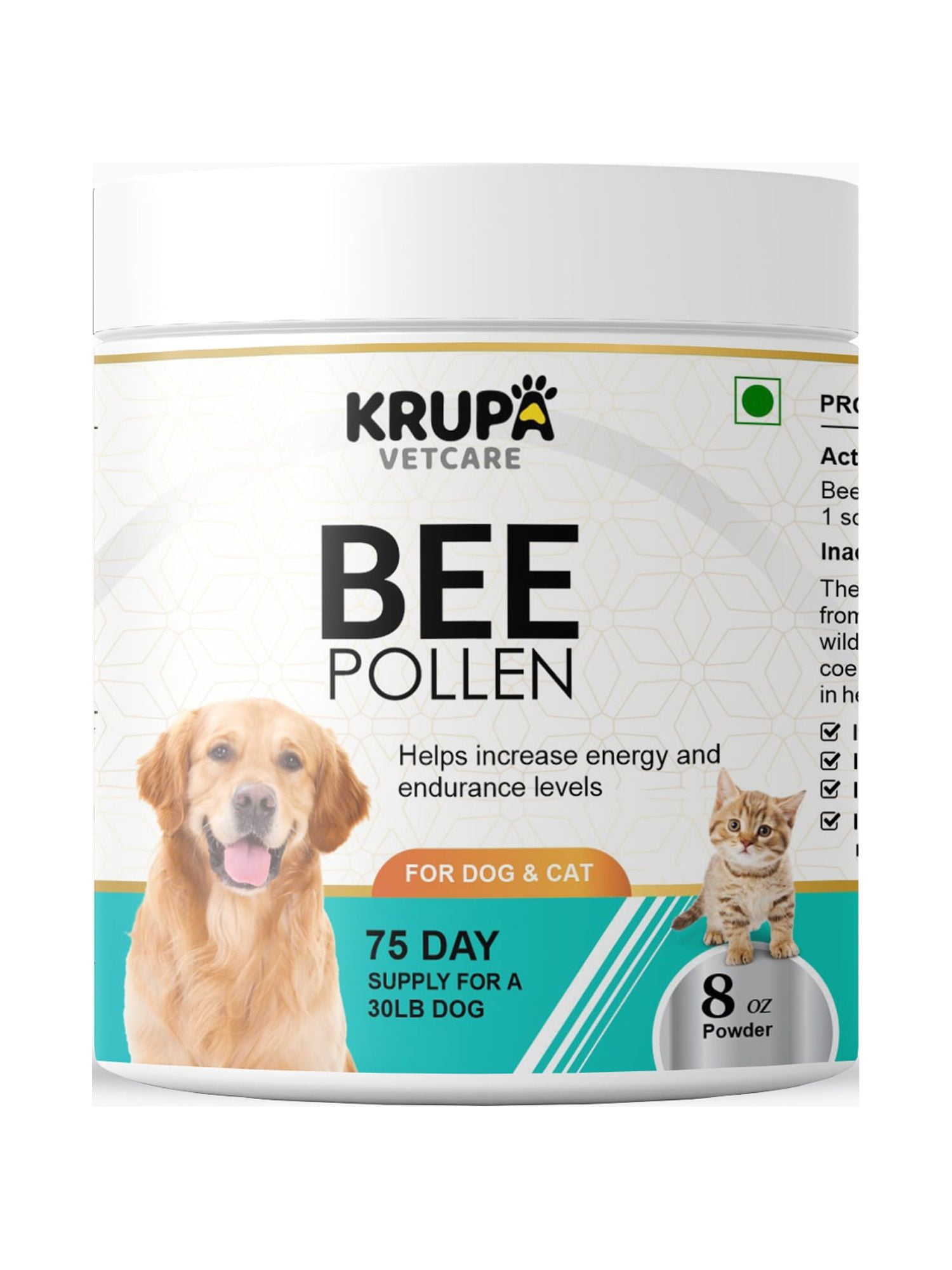 Bee Pollen For Dog & Cat 8oz Pollen is rich in amino acids and