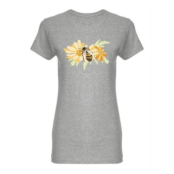 Bee Pollintaing A Daisy Flower T-Shirt Women -Image by Shutterstock, Female Large