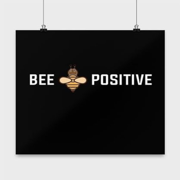 Bee Positive Wall Art - Home & Office Decor - 13x13 Poster Print - Inspirational