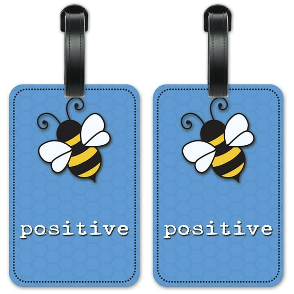 Bee Positive - Luggage ID Tags / Suitcase Identification Cards - Set of 2