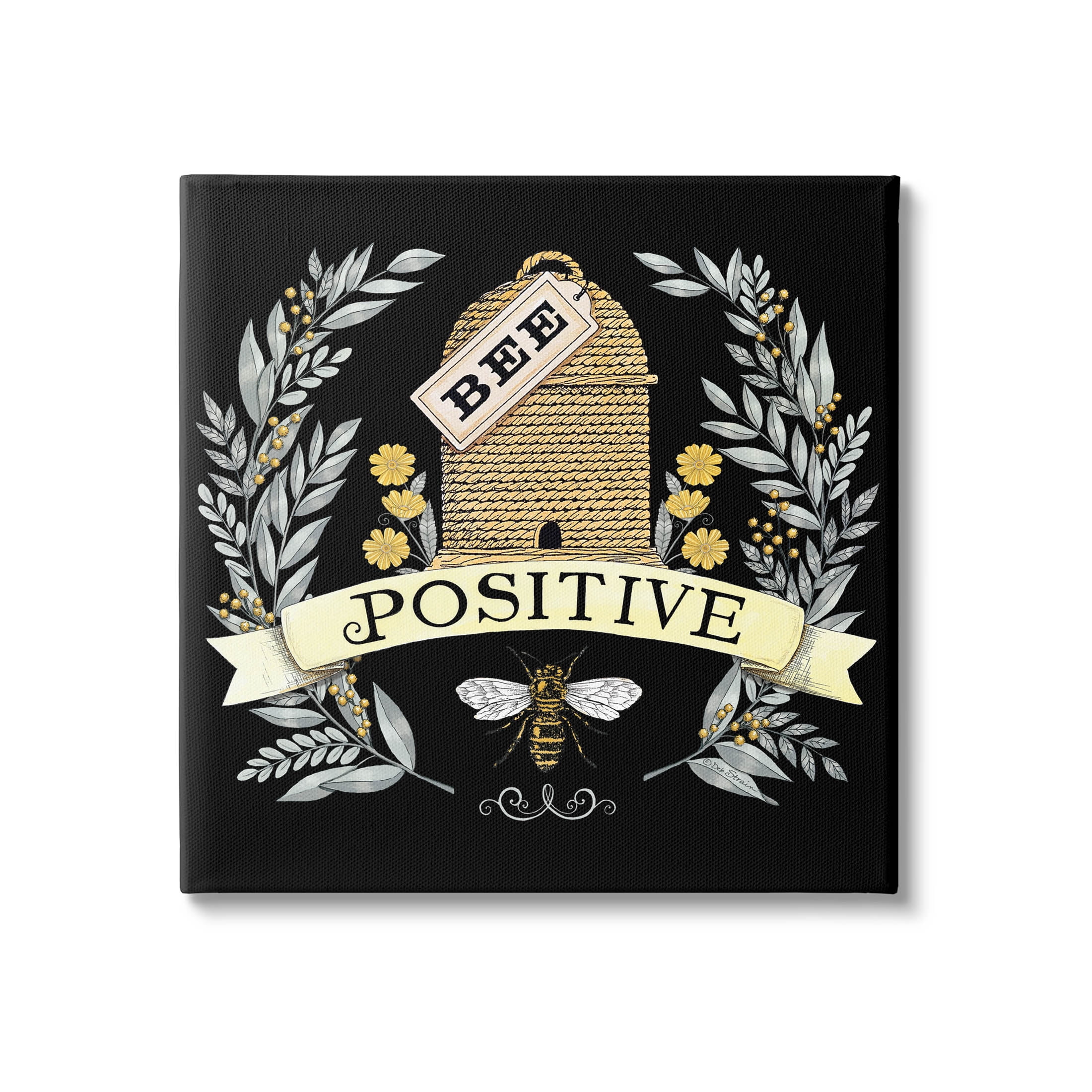 Bee Positive Vintage Hive Animals & Insects Graphic Art Gallery Wrapped Canvas Print Wall Art