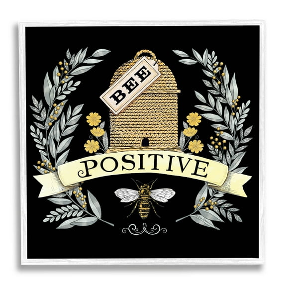 Bee Positive Vintage Hive Animals & Insects Graphic Art White Framed Art Print Wall Art