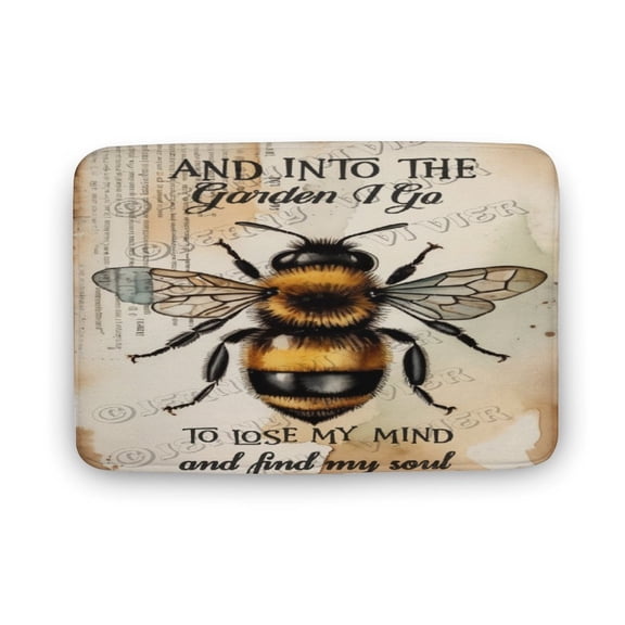 Bee Print Bath Rug, Coral Velvet, 16"x24",Ultra Soft and Non-Slip Bathroom Rugs, Water Absorbent and Machine Washable