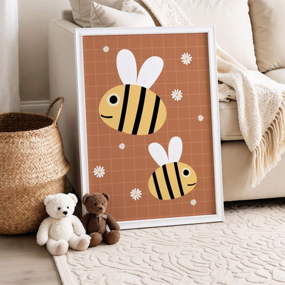 Bee Print Bumble Bee Wall Art Neutral Nursery Print Unframed Paper Print