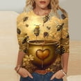 thumbnail image 1 of Bee Print Tops for Women 3/4 Length Sleeve Womens Tops Plus Size Tunic Womens Summer Shirt Dressy Womens Plus Size T Shirts Printed Tshirts, 1 of 5
