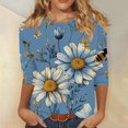 thumbnail image 1 of Bee Print Tops for Women Plus Size 3/4 Sleeve Tops for Women Womens Tops Loose Fit Summer Flowy Shirts Casual Deep V Neck Summer Tops for Women Printed Tshirts for Women Plus Size orders placed by me, 1 of 5
