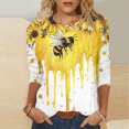 thumbnail image 1 of Bee Print Tops for Women Womens 3/4 Sleeve Shirts Womens Summer Shirt Dressy Womens T Shirts Vneck Oversized Tops for Women Spring, 1 of 5
