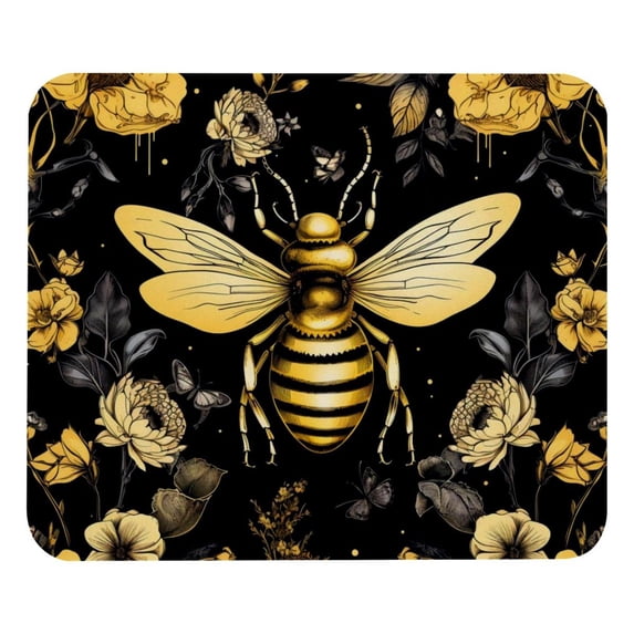 Bee Printed Square Desk Pad Mouse Pad Desk Mat Non-Slip Rubber Bottom – 8.3x9.8 Inch – Suitable for Office and Gaming