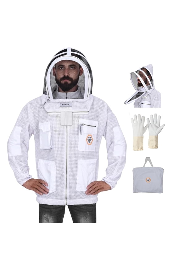 3 Layer White Mesh Fabric Ultra Ventilated Bee Keeping Safety Jacket Fencing Veil