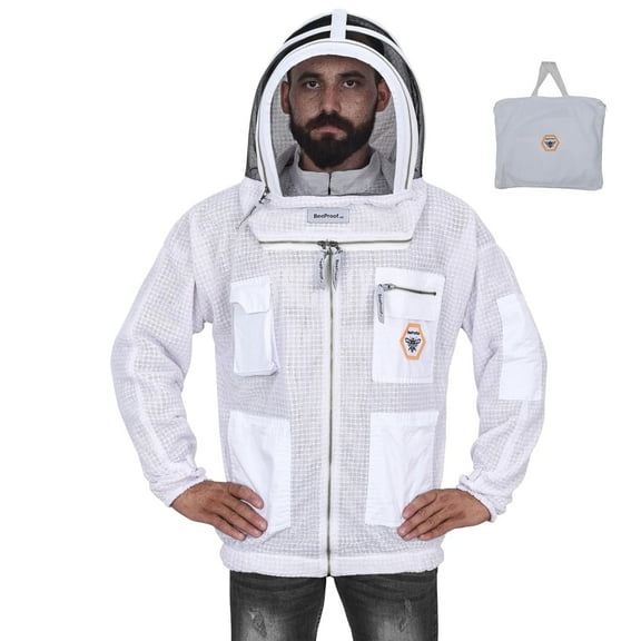 Bee Proof 3 Layer White Mesh Fabric Ultra Ventilated Bee Keeping Safety Jacket Fencing Veil