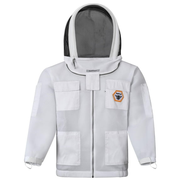 Bee Proof BP-401 Beekeeping Jackets Ventilated with Fencing Veil Cotton Jacket Apiary Bee Protection Gear for Men/Women Brass Zippers & Thumb Straps (Medium)