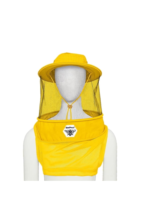 BP105 Beekeeping Veil Rounded with High Visibility for Beekeepers - 3-Layer Hat (Gold, One Size)