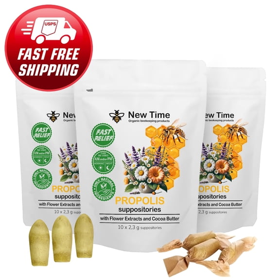 New Time Propolis Suppositories 3-Pack - 30-Day Supply for Immune Support