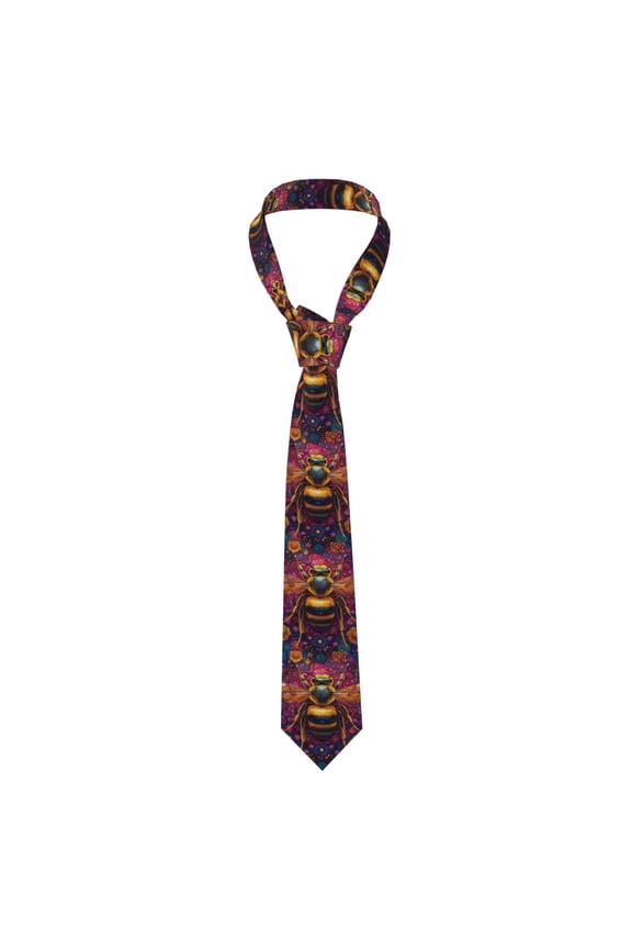 Bee Psychedelic Abstract Men's Formal Necktie Business Suit Accessory Ties for Weddings Banquets Office Gift