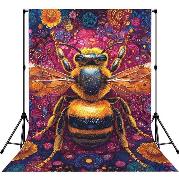 Bee Psychedelic Abstract Photography Backdrop 5x7Ft Background for Photo Studio Video Recording Birthday Party Wedding Home Decor