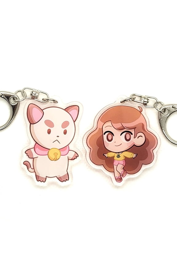 Bee Puppycat Keychains: 2-Inch Acrylic Cartoon Charms (1 keychain)