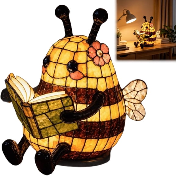 Bee Reading Light, Warm Glow 3D Animal Table Lamp for Reading
