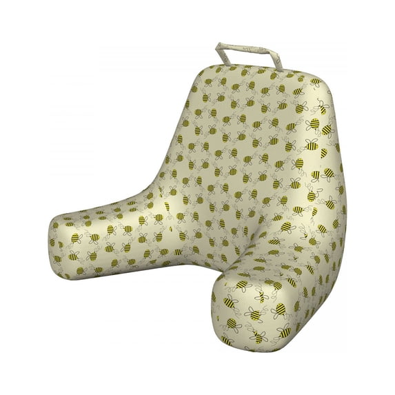 Bee Reading Pillow Cover, Continuous Flying Insects Spring Nature Print on Pastel Background, Unstuffed Printed Bed Rest Case from Soft Fabric, XL Size, Eggshell Yellow, by Ambesonne