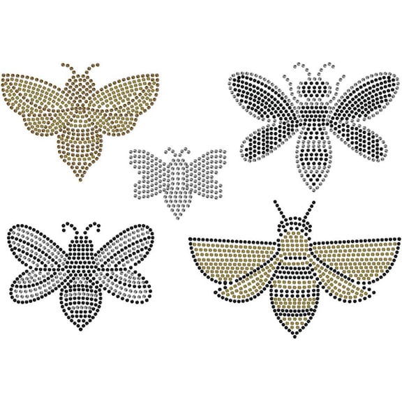Bee Rhinestone Iron on Hotfix Heat Transfer Decal Bling Rhinestone Decals Rhinestone Heat Transfer Patch Clothing Repair Applique for DIY
