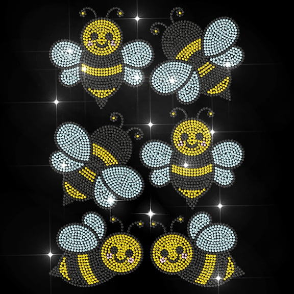 Bee Rhinestone Iron on Hotfix Transfer Honeybee Heat Transfer Sticker Cute Insect Wings Hornet Bling Clothing Decoration Applique