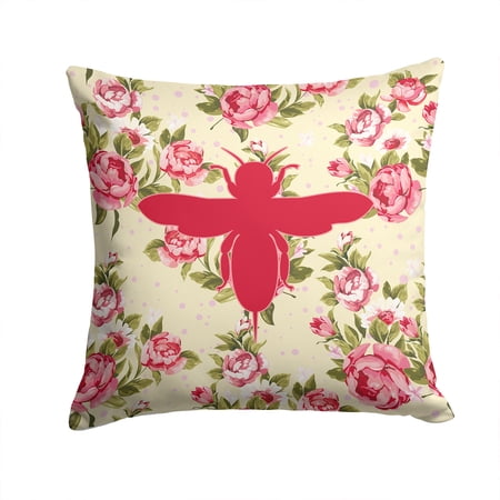 Bee Shabby Chic Yellow Roses Fabric Decorative Pillow