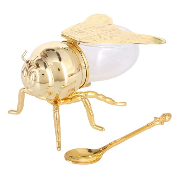 Bee Shape Glass Bottle, High-End Kitchen Seasoning Jar, Bee Sugar Cup (Silver)