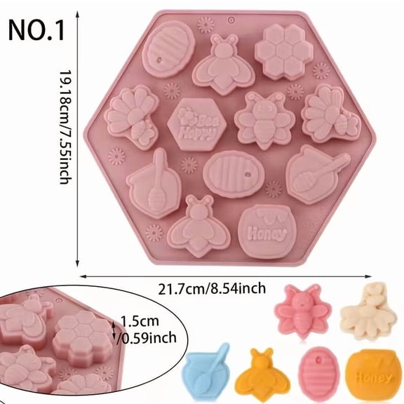 Bee Shape Silicone Mold - 3 Adorable Designs for Mousse, Cakes, Chocolates, and Candies