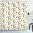 thumbnail image 1 of Bee Shower Curtain, Graphic Illustration of Vespiary Flowers Petals and Bees Theme as Repeating Pattern, Fabric Bathroom Set with Hooks, 69W X 75L Inches Long, Multicolor, by Ambesonne, 1 of 3