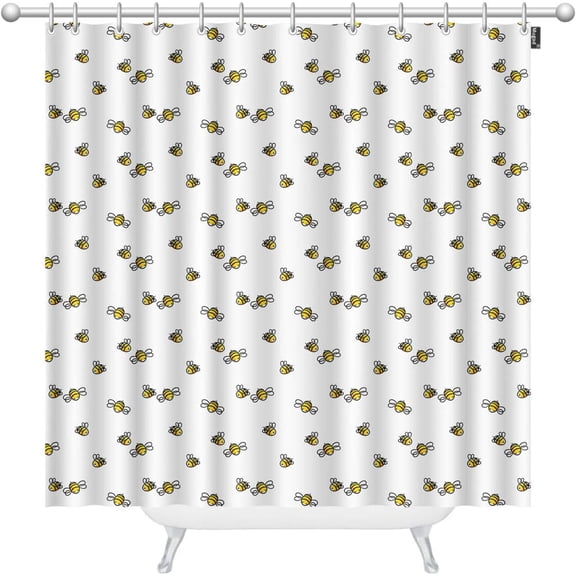 Bee Shower Curtains Cute Cartoon Baby Bee Seamless Pattern Honey Vector Decorative Bathroom Waterproof Fabric Shower Curtain with 12 Hooks 72 x 72 Inches